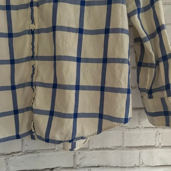 J. Crew Blue and White Plaid Button Down Shirt - Picture 3 of 5